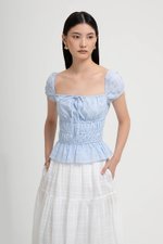 NADYA EYELET PUFF SLEEVES ELASTICATED TOP