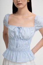 NADYA EYELET PUFF SLEEVES ELASTICATED TOP