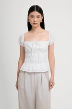 NADYA EYELET PUFF SLEEVES ELASTICATED TOP