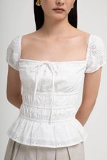 NADYA EYELET PUFF SLEEVES ELASTICATED TOP