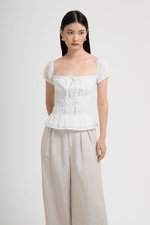 NADYA EYELET PUFF SLEEVES ELASTICATED TOP