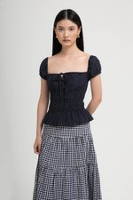 NADYA EYELET PUFF SLEEVES ELASTICATED TOP