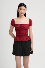 NADYA EYELET PUFF SLEEVES ELASTICATED TOP