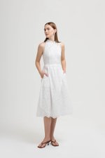 SOFIA EYELET CHEONGSAM MIDI DRESS