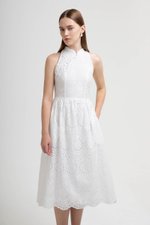 SOFIA EYELET CHEONGSAM MIDI DRESS