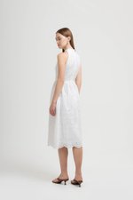 SOFIA EYELET CHEONGSAM MIDI DRESS