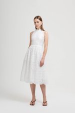 SOFIA EYELET CHEONGSAM MIDI DRESS