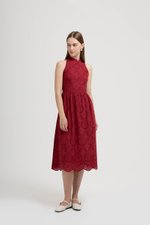 SOFIA EYELET CHEONGSAM MIDI DRESS