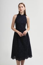 SOFIA EYELET CHEONGSAM MIDI DRESS