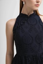 SOFIA EYELET CHEONGSAM MIDI DRESS