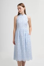 SOFIA EYELET CHEONGSAM MIDI DRESS