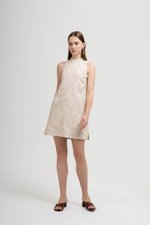 DANIELLA CHEONGSAM LINEN JACQUARD DRESS W DETACHABLE COLLAR