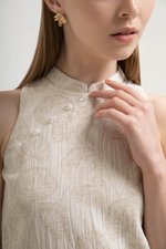 DANIELLA CHEONGSAM LINEN JACQUARD DRESS W DETACHABLE COLLAR