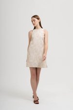 DANIELLA CHEONGSAM LINEN JACQUARD DRESS W DETACHABLE COLLAR