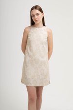 DANIELLA CHEONGSAM LINEN JACQUARD DRESS W DETACHABLE COLLAR