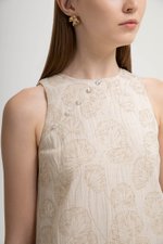 DANIELLA CHEONGSAM LINEN JACQUARD DRESS W DETACHABLE COLLAR