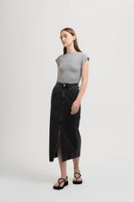 SADDIE DENIM MIDI SKIRT W SLIT