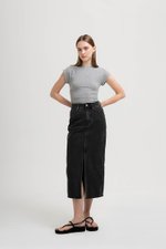 SADDIE DENIM MIDI SKIRT W SLIT