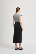 SADDIE DENIM MIDI SKIRT W SLIT