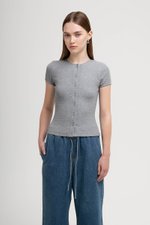 JAMEY LACE TRIM RIBBED KNIT TOP