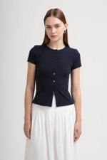 JAMEY LACE TRIM RIBBED KNIT TOP