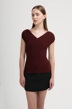 CAMILIA RUCHED OFF SHOULDER KNIT TOP