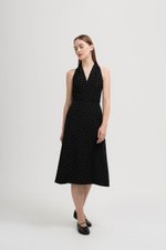 ISABELLA HALTER NECK POLKA DOT MIDI DRESS