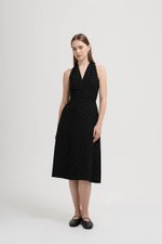 ISABELLA HALTER NECK POLKA DOT MIDI DRESS