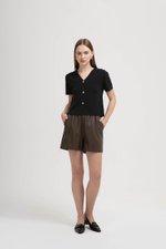 DEBRA SILVER BUTTON KNIT TOP