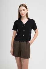 DEBRA SILVER BUTTON KNIT TOP
