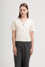 DEBRA SILVER BUTTON KNIT TOP