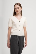 DEBRA SILVER BUTTON KNIT TOP