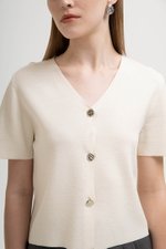 DEBRA SILVER BUTTON KNIT TOP