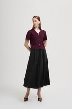 DEBRA SILVER BUTTON KNIT TOP