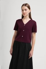 DEBRA SILVER BUTTON KNIT TOP