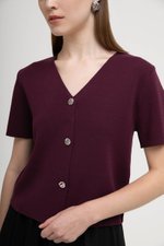 DEBRA SILVER BUTTON KNIT TOP
