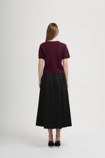 DEBRA SILVER BUTTON KNIT TOP