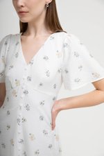 ANTHEA FLORAL PRINTED FLUTTER SLEEVES MIDI DRESS