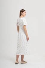 ANTHEA FLORAL PRINTED FLUTTER SLEEVES MIDI DRESS