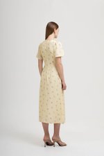 ANTHEA FLORAL PRINTED FLUTTER SLEEVES MIDI DRESS