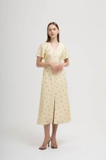 ANTHEA FLORAL PRINTED FLUTTER SLEEVES MIDI DRESS