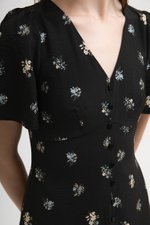 ANTHEA FLORAL PRINTED FLUTTER SLEEVES MIDI DRESS