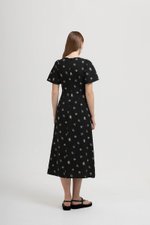 ANTHEA FLORAL PRINTED FLUTTER SLEEVES MIDI DRESS