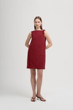 MISCHA TWIST SHOULDER LINEN DRESS