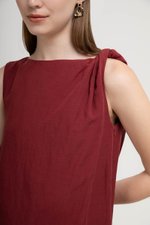 MISCHA TWIST SHOULDER LINEN DRESS