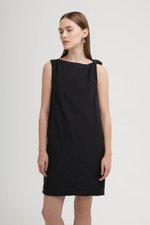 MISCHA TWIST SHOULDER LINEN DRESS