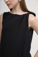 MISCHA TWIST SHOULDER LINEN DRESS