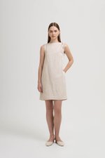 MISCHA TWIST SHOULDER LINEN DRESS