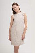 MISCHA TWIST SHOULDER LINEN DRESS
