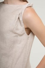 MISCHA TWIST SHOULDER LINEN DRESS